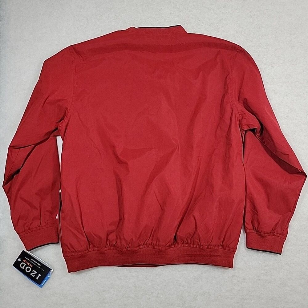 New Izod XFG Windbreaker Mens Sz L Red Jacket Side Zipper Pullover Golf (3092) - Picture 9 of 10